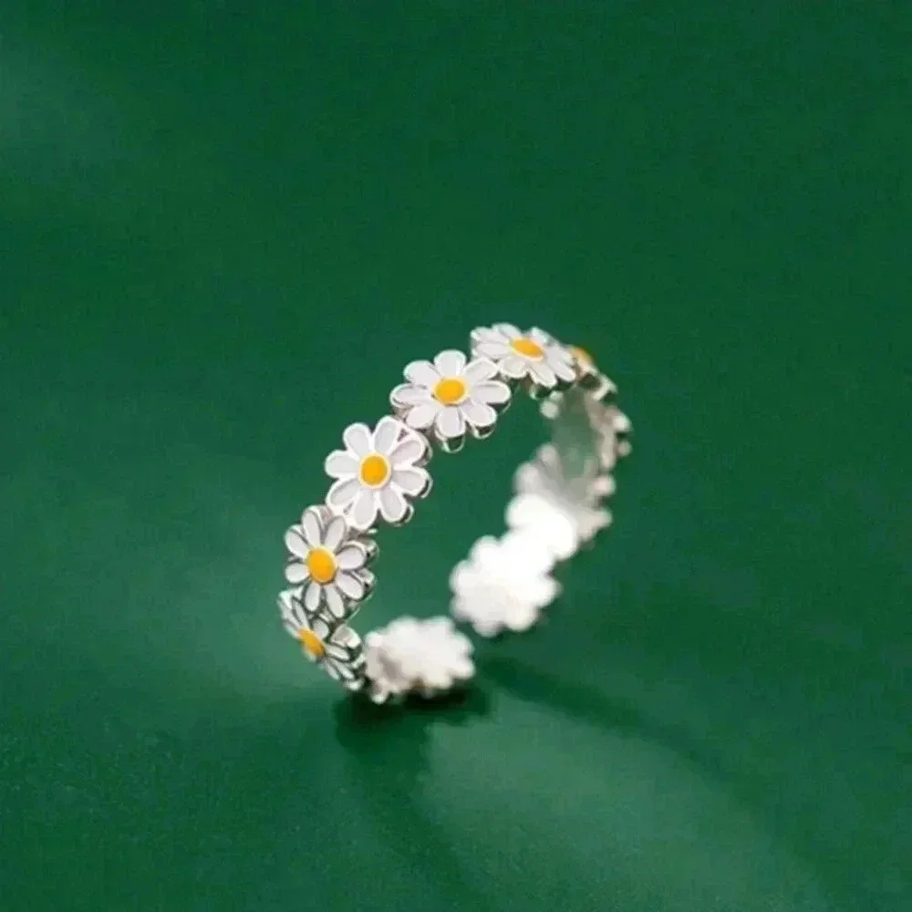 Daisy ring 💍 jewelry silver plated girls women's fun summer cute rings casual